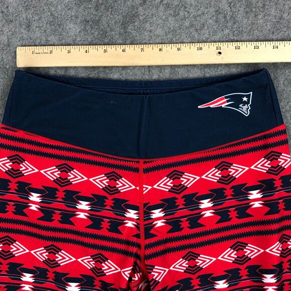 New England Patriots Womens Leggings Medium Red Blue Mid Rise Geometric Print - Picture 8 of 12